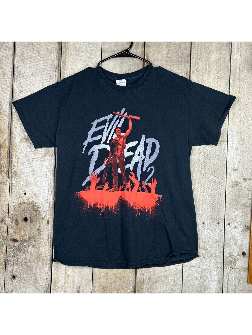Evil Dead 2 T-Shirt Bruce Campbell Ash Chainsaw Horror Movie Tee Gildan M Black